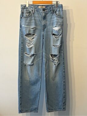 Levi's Baggy Dad Ripped Distressed Denim Jeans Light Wash Size 26